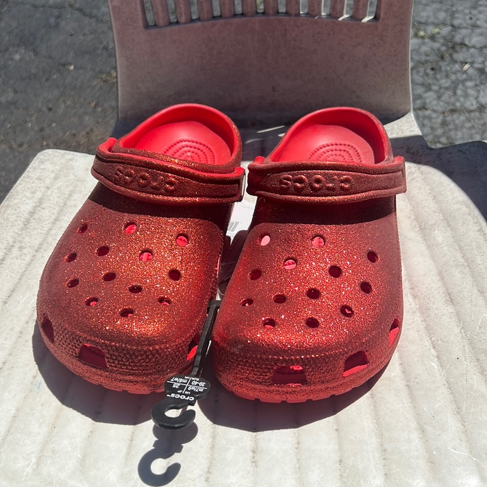Brand new Ruby red sparkly Crocs!